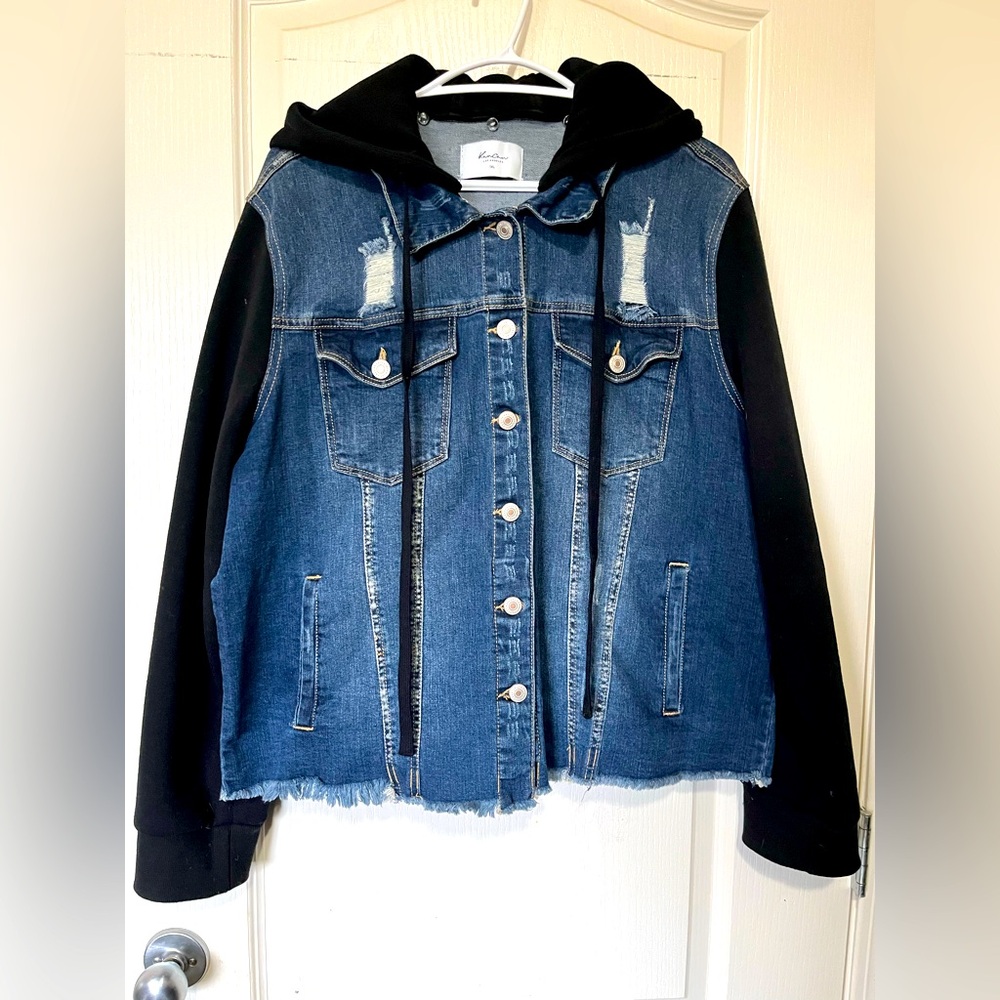 KANCAN denim hoodie raw hem jacket size 1X